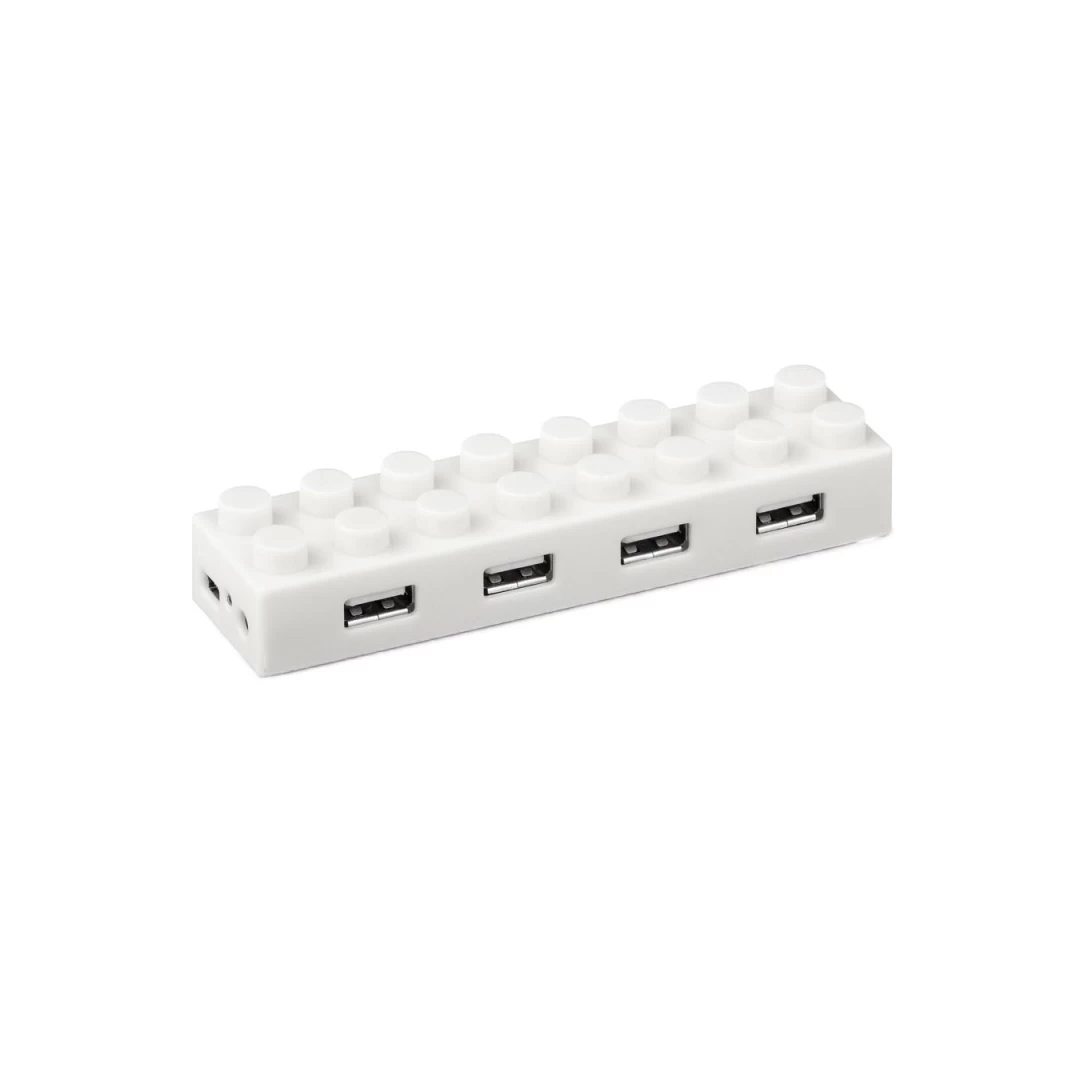 Hub USB Lego USB 2.0, incarcare 4 porturi alb cu led cablu 70cm - 