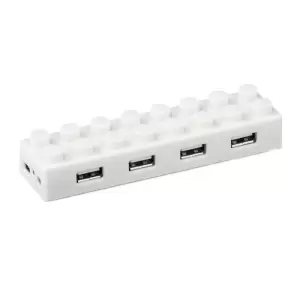 Hub USB Lego USB 2.0, incarcare 4 porturi alb cu led cablu 70cm - 