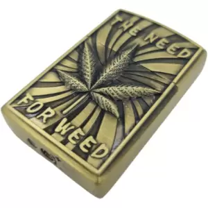 Bricheta tip zippo, 3D relief, metalica, the need for weed, gaz, marihuana, verde, cutie - 