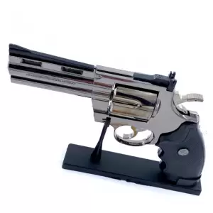 Bricheta pistol anti-vant tip revolver, negru, marime naturala scara 1 la 1, 26 cm, 350 grame, gloante, suport - 