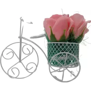 Aranjament floral deosebit 3 trandafiri bicicleta, flori de sapun, - 