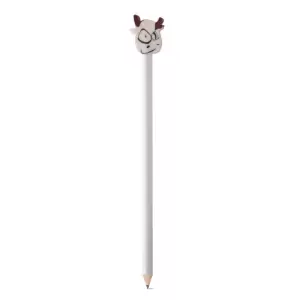 Creion cu guma, simplu, alb din lemn ascutit cu guma colorata - 