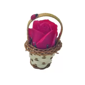 Aranjament floral cos decorativ floare, mic, rosu inchis - 