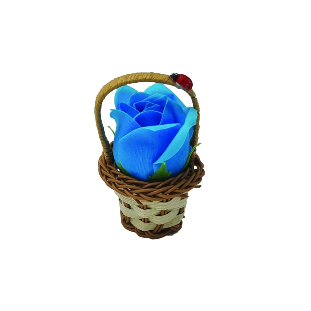 Aranjament floral cos decorativ floare, mic, albastru deschis - 