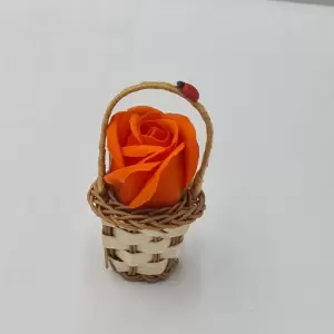 Aranjament floral cos decorativ floare, mic, portocaliu inchis - 
