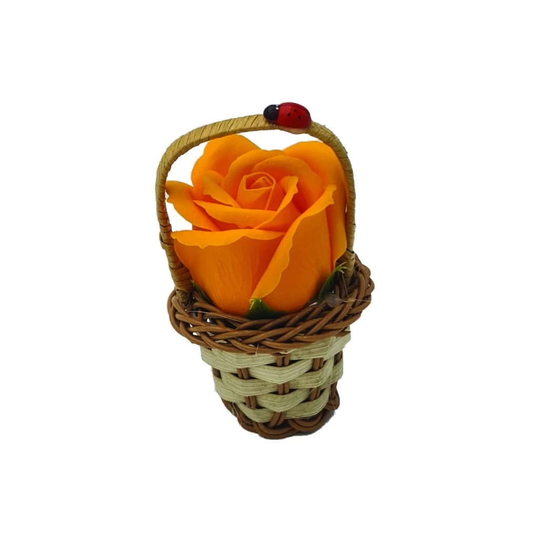 Aranjament floral cos decorativ floare, mic, portocaliu deschis - 