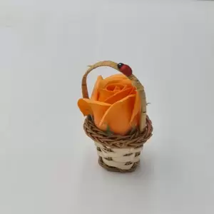 Aranjament floral cos decorativ floare, mic, portocaliu - 