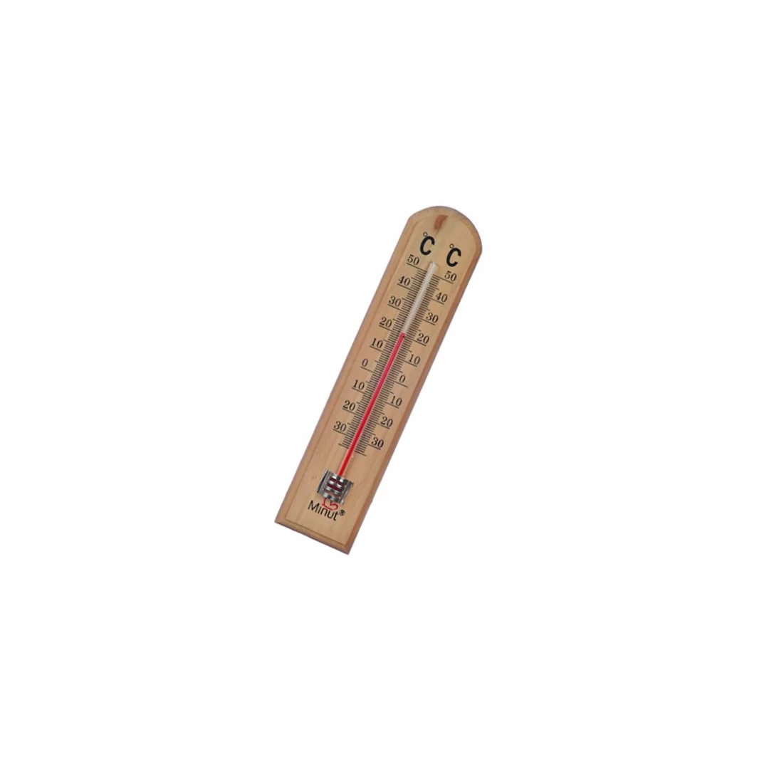 Termometru decorativ, model simplu, 50 grade C, 120 grade F, 19 x 4 cm, galben - 