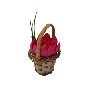 Cosulet, aranjament floral trandafiri "Cosulet cu flori", flori de sapun, model floare de nufar, 30x17x15 cm - 