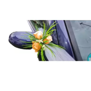 Aranjament floral, oglinzi masini, portocaliu, 30 x 30 cm, trandafiri - 