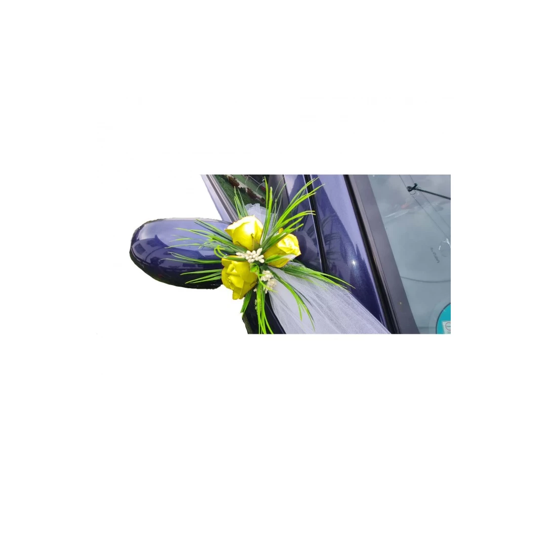 Aranjament floral, oglinzi masini, galben, 30 x 30 cm, trandafiri - 
