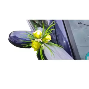 Aranjament floral, oglinzi masini, galben, 30 x 30 cm, trandafiri - 