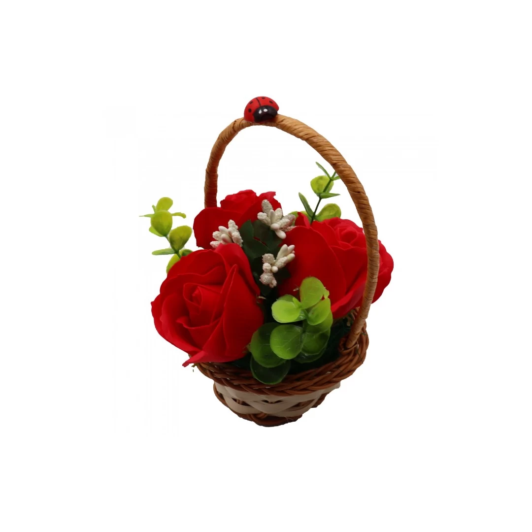 Aranjament Floral, Cosulet Trandafiri,  3 Trandafiri Rosi din Sapun - 