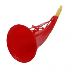 Goarna Curbata, Vuvuzela, Tip Corn, Pentru Petreceri, Evenimmente, Rosie, Varf Galben, 27 cm - 