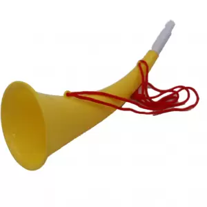 Goarna Curbata, Vuvuzela, Tip Corn, Pentru Petreceri, Evenimmente, Galbena, Varf Alb, 27 cm - 