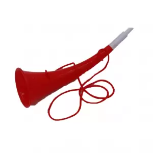 Goarna Curbata, Vuvuzela, Tip Corn, Pentru Petreceri, Evenimmente, Rosie, Varf Alb, 27 cm - 