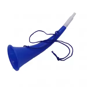 Goarna Curbata, Vuvuzela, Tip Corn, Pentru Petreceri, Evenimmente, Albastra, Varf Alb, 27 cm - 
