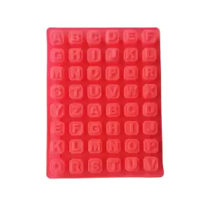Forma silicon 48 cavitati, Litere, Pentru bomboane sau cuburi de Gheata, Rosu, 23 cm, 225COF - 