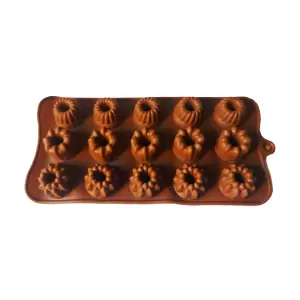 Forma silicon pentru bomboane, 15 cavitati, Diverse forme, Maro, 21 cm, 260COF - 