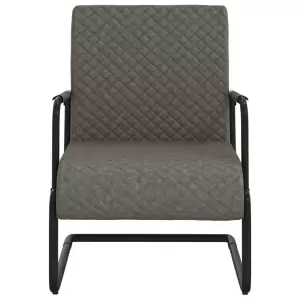 Scaun tip consolă, gri închis, piele ecologică - Dacă vă plac liniile simple și designul industrial, atunci acest scaun tip consolă este ceea ce căutați! Scaunul are un cadru metalic cu colțuri rotun...