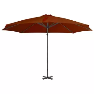 Umbrelă suspendată cu stâlp din aluminiu, cărămiziu, 300 cm - Această umbrelă de soare elegantă, suspendată, este alegerea perfectă pentru a vă bucura de umbră și pentru a vă proteja de razele UV dăunătoare ale s...