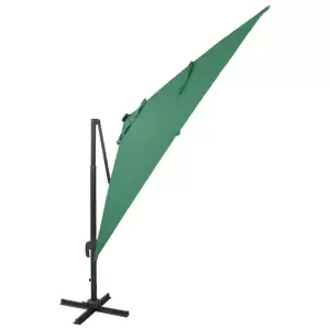 Umbrelă suspendată cu stâlp și LED-uri, verde, 300 cm - Această umbrelă elegantă suspendată cu becuri LED este o alegere excelentă pentru a crea umbră și pentru a vă proteja de razele UV dăunătoare ale soar...