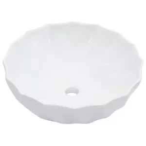 Chiuvetă de baie, alb, 46 x 17 cm, ceramică - Fabricată din ceramică, această chiuvetă rotundă cu design floral va fi o achiziție fermecătoare și mereu la modă în orice baie, spălătorie, vestiar s...
