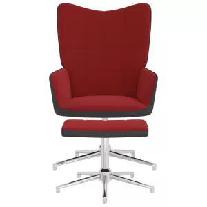Scaun de relaxare cu taburet, roșu vin, catifea și PVC - Acest scaun relaxant cu taburet are un design șic și elegant, adăugând o notă de modernitate decorului dvs. Având un design cu pătrate, acest fotoliu...