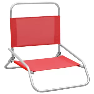 Scaune de plajă pliante, 2 buc., roșu, material textil - Cu acest set de scaune pliante de plajă, vă puteți relaxa la plajă, în camping sau într-un parc. Aceste scaune de camping, construite cu un cadru din...