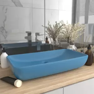 Chiuvetă dreptunghiulară lux, bleu mat, 71 x 38 cm, ceramică - Lavoarul dreptunghiular este realizat din ceramică premium, fiind un element de decor ideal pentru orice baie, toaletă sau budoar. Suprafața sa mată ș...