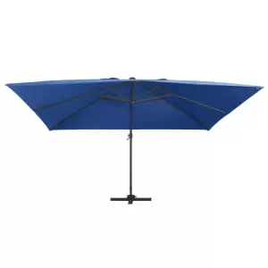 Umbrelă suspendată cu LED și stâlp aluminiu azuriu 400x300 cm - Această umbrelă de soare suspendată elegantă este alegerea perfectă pentru a crea umbră și pentru a vă proteja de razele UV dăunătoare ale soarelui. F...