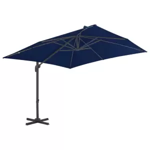 Umbrelă suspendată cu stâlp din aluminiu albastru azuriu 3x3 m - Această umbrelă de soare suspendată elegantă este alegerea perfectă pentru a crea umbră și pentru a vă proteja de razele UV dăunătoare ale soarelui. F...