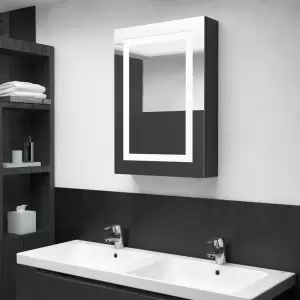 Dulap de baie cu oglindă și LED, negru strălucitor, 50x13x70 cm - Introduceți un element cu un aspect plăcut în baia dvs. cu acest dulap cu oglindă de toaletă și LED! Dulapul de perete cu oglindă și LED adaugă o notă...