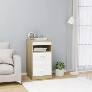 Dulap cu sertare alb & stejar sonoma 40x50x76 cm lemn compozit - Dacă aveți un spațiu limitat, dar aveți nevoie de mai mult loc pentru depozitare, acest dulap compact, dar elegant, este aici pentru a vă ajuta! Acest...