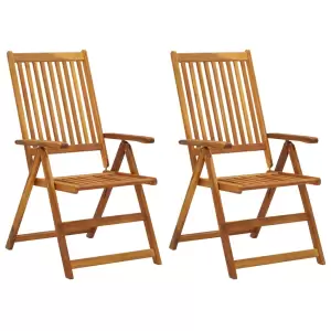 Scaune grădină rabatabile cu perne, 2 buc., lemn masiv acacia - Acest set de scaune rabatabile de grădină din lemn, cu perne, este conceput pentru a vă îmbunătăți nivelul de confort în timp ce vă relaxați în aer li...
