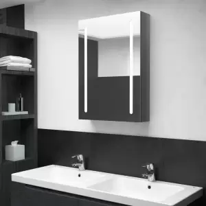 Dulap de baie cu oglindă și LED, gri strălucitor, 50x13x70 cm - Introduceți un element cu un aspect plăcut în baia dvs. cu acest dulap cu oglindă de toaletă și LED! Acest dulap de perete cu oglindă și LED adaugă o...