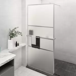 Paravan duș walk-in cu raft crom 90x195 cm sticlă ESG/aluminiu - Aduceți o notă de estetică în baia dvs. cu acest paravan de duș walk-in modern, cu un raft! Material rezistent: Cu o structură inteligentă, sticla ESG...