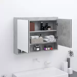 Dulap de baie cu oglindă, gri beton, 80x15x60 cm, MDF - Adăugați o notă decorativă și un aspect plăcut, cu acest dulap cu oglinzi pentru baie și, de asemenea, adăugați un stil contemporan oricărei camere! D...
