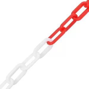 Lanțuri de avertizare, roșu și alb, 100 m, Ø4 mm, plastic - Acest lanț de avertizare poate fi utilizat pentru a crea o barieră de siguranță eficientă, dar temporară. Culorile sale contrastante oferă vizibilitat...