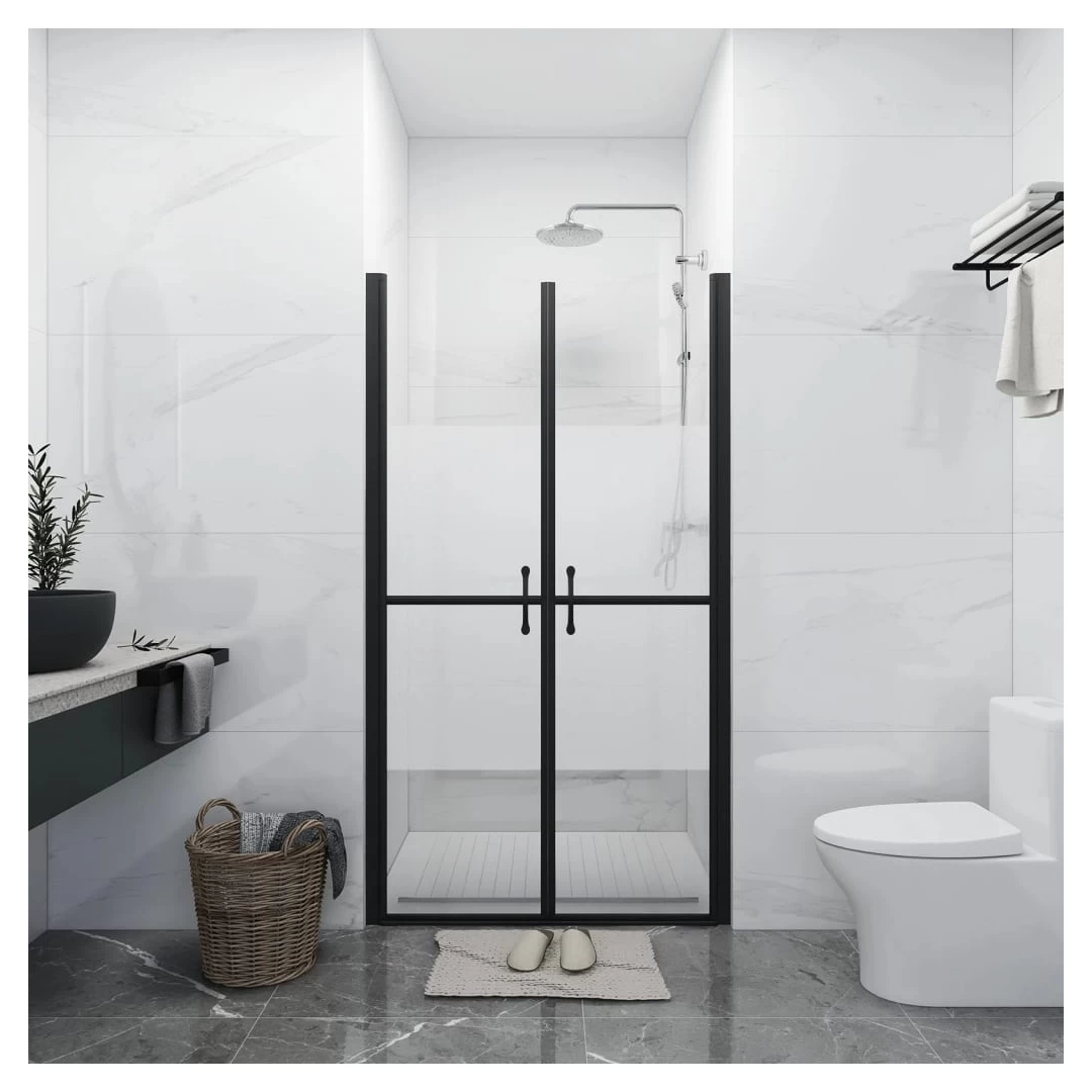 Ușă cabină de duș, jumătate mată, (73-76)x190 cm, ESG - Această ușă pentru cabina de duș combină stilul și funcționalitatea, oferind o cale de acces largă și practică în duș. Cadrul din aluminiu și panouril...