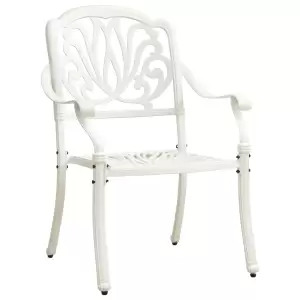 Scaune de grădină, 2 buc., alb, aluminiu turnat - Acest set de scaune de grădină este perfect pentru cină, lectură și relaxare cu familia și prietenii. Aceste scaune de luat masa, fabricate din alumin...