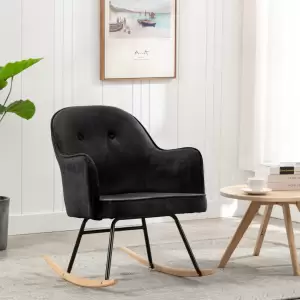 Scaun balansoar, negru, catifea - Acest scaun balansoar, cu un design modern, aduce o senzație de căldură și confort spațiului dvs. de locuit. Balansoarul este tapițat în catifea și ar...