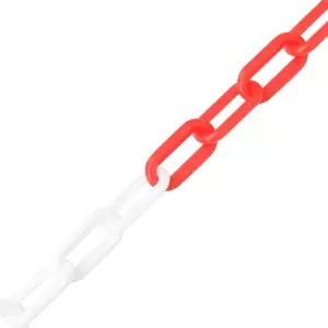 Lanțuri de avertizare, roșu și alb, 100 m, Ø8 mm, plastic - Acest lanț de avertizare poate fi utilizat pentru a crea o barieră de siguranță eficientă, dar temporară. Culorile sale contrastante oferă vizibilitat...
