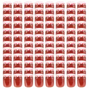 Borcane de sticlă pentru gem capace alb & roșu 96 buc. 230 ml - Borcanele din sticlă pentru gem au o capacitate de până la 230 ml. Acestea sunt o soluție ideală pentru a păstra chutney, gemuri, murături, sosuri, co...