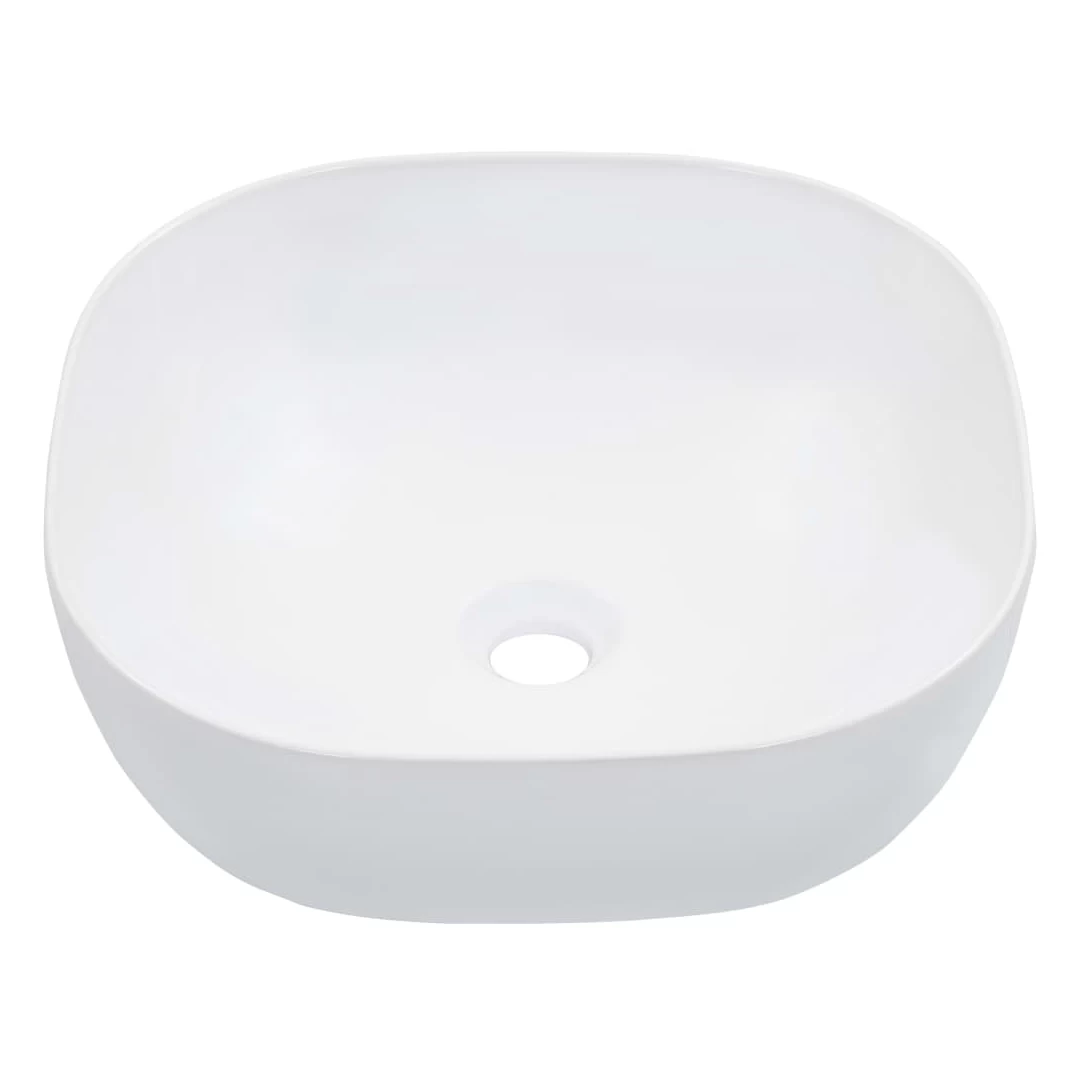 Chiuvetă de baie, alb, 42,5x42,5x14,5 cm, ceramică - Fabricată din ceramică, această chiuvetă pătrată va aduce o notă elegantă și mereu la modă în orice baie, spălătorie, vestiar sau toaletă. Chiuveta de...