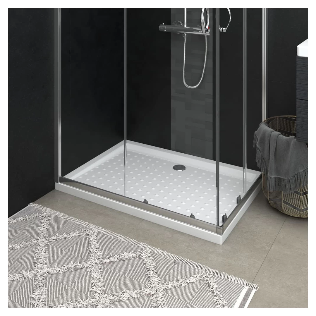 Cădiță de duș cu puncte, alb, 70x100x4 cm, ABS - Această bază de duș, cu aspectul său simplu, lustruit, va adăuga o notă modernă băii dvs. Concepută pentru confort, această bază de duș are un prag de...