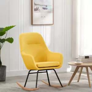 Scaun balansoar, galben muștar, material textil - Acest scaun balansoar, cu un design modern, aduce o senzație de căldură și confort spațiului dvs. de locuit. Balansoarul este tapițat cu material text...
