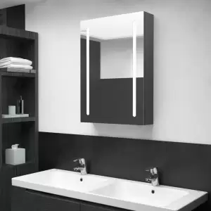 Dulap de baie cu oglindă și LED, gri, 50x13x70 cm - Introduceți un element cu un aspect plăcut în baia dvs. cu acest dulap cu oglindă de toaletă și LED! Acest dulap de perete cu oglindă și LED adaugă o...