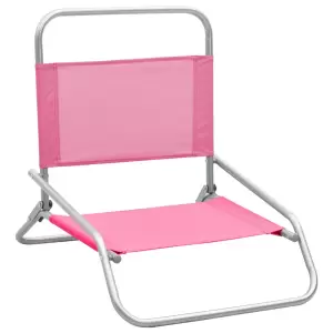 Scaune de plajă pliante, 2 buc., roz, material textil - Cu acest set de scaune pliante de plajă, vă puteți relaxa la plajă, în camping sau într-un parc. Aceste scaune de camping, construite cu un cadru din...