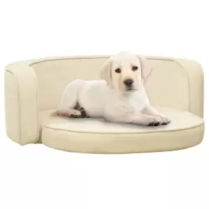 Canapea pliabilă de câini crem 73x67x26 cm pernă pluș lavabilă - Această canapea pentru câini va câștiga cu siguranță inima animalului dvs. de companie! Prietenul dvs. cu blană va fi mândru să aibă propria canapea....